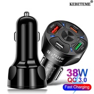 KEBETEME QC3.0 PD 20W Car Charger Dual USB Type-C Fast Charging 5V 3.1A 12v  Adapter Socke Power Outlet Charger