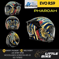 SG SELLER - PSB APPROVED EVO RS9 pharoah the mummy open face motorcycle helmet with sun visor