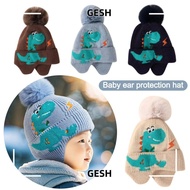 GESH Baby Knitted Hat, Windproof Warm Kids Earmuffs Cap, 2-8year Boy Girl Cartoon Dinosaur Children 