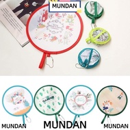 MUNDAN Cartoon Small Fan, PET Mini Pocket Fan,  Gift Foldable Pocket Cloth Fan