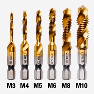 ชุดดอกต๊าปเกลียว ชุบไทเทเนียม ดอกต๊าป M3-M6 จำนวน6ดอก ดอกต๊าปเกลียว สีทอง