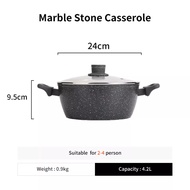 JEETEE Non Stick Kitchen Cookware Set 4PCS Set 28CM Deep Frying Pan +24CM Frying Pan+24CM Casserole+