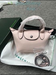 LONGCHAMP 龍驤 LE PLIAGE CUIR MINI 粉紅色小羊皮斜孭手提包