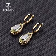 TBJ,Natural prasiolite green amethyst mix gemstone clasp Earring 925 Sterling Silver Fine Jewelry For party best valentine box