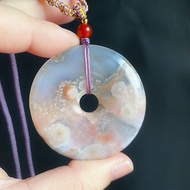 新年 櫻花瑪瑙 平安扣 冰透水中花 項鍊 設計款 天然石 禮物