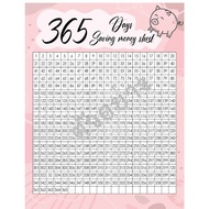 ตารางออมเงิน 365 วัน ตารางออมเงิน กระดาษออมเงิน สีสันสดใส ที่ใส่เงิน ตารางเบอร์เงิน ออมเงินแบบสุ่ม อ