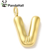 1pc Ion Plating(IP) 304 Stainless Steel Pendants golden Balloon Letter Puff Initial Letter V 24x15x5