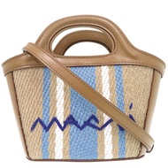 全新未使用 Marni Tropicalia 兩用微型籃子包，附品牌標誌，草編與棕色ブラウン，0786 [二手] MARNI