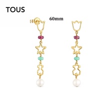 TOUS 9 Kt Gold Long Earrings With 50 Mm Gemstone Silhouette Design, Classic, Suitable For Women Birt