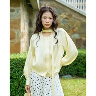 Stylized EUPHEMIA shirt with elegant, minimalist round neck and puff sleeves for everyday wear STITC