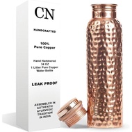Copper Water Bottle - 34 Oz Ayurvedic Pure Copper Vessel for Drinking, Reusable, Leak-Proof Design, 