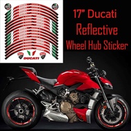 17'' Motorcycle Wheel Hub Sticker Reflective Rim Scooter Hub Strips Decals Accessories for Ducati Monster 795 796