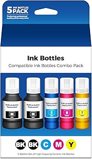 Compatible for T502 Ink Refill Bottles ET-2850 ET-3850 ET-3760 Replacement for T502 Ink (5 Pack) for