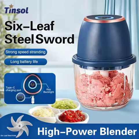 TINSOL 350ML Food Chopper Electric Meat Grinder Garlic Masher USB Multifunction Slicer Blender Kitch