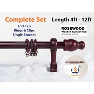 Wooden Curtain Rod 28mm Rosewood / Kayu Langsir / Batang Tirai Kayu