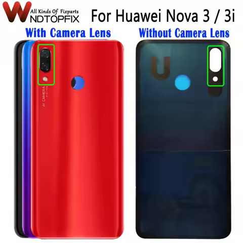 New For Huawei Nova 3 Battery Cover Back Glass Rear Door Housing Case For Huawei Nova 3i INE-LX1 Bat