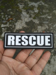 patch rubber airsoftgun rescue hitam putih teks