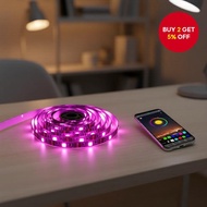 RGB LED Strip Lights 5V USB, App & Remote Control, Music Sync, Flexible for TV and Home Decoration