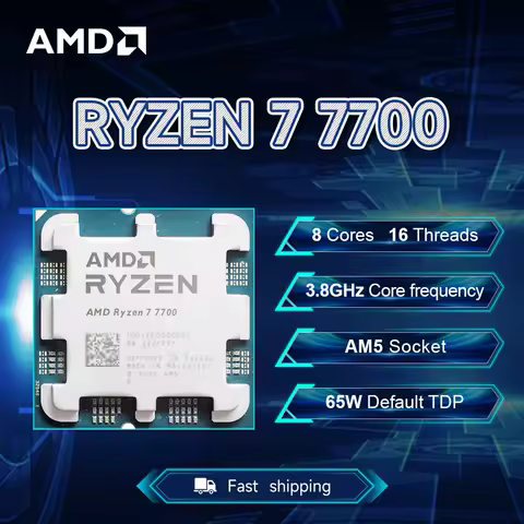 NEW AMD Ryzen 7 7700 3.8GHz 5NM L3=32M Processor 65W Socket AM5 8-Core 16-Thread R7 7700 DDR5 but wi