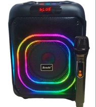Brodu BTS-2107 Portable Bluetooth Speaker 8 inch with 1pc  DSP wireless microphone