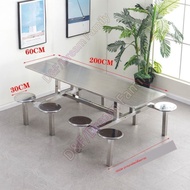 Dining Table With Chair School Student Staff Factory Canteen 4/6/8 Pers Stainless Steel Table Set