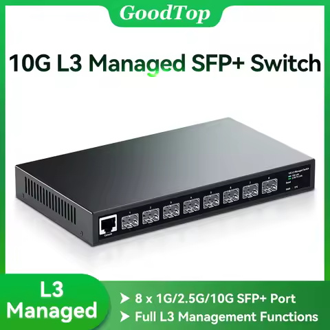 GoodTop 8 Port 10Gb L3 Web Managed SFP+ Switch,10G Optical SFP+ Ethernet Fanless Homelab Network Swi