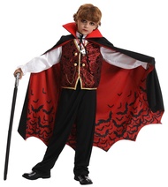 Gothic Vampire Costume Deluxe Set for Boys Kids Halloween Costumes Party Favors Dress Up Outfit with