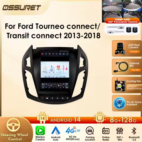 Android 14 for Ford Tourneo Connect/ Transit Connect 2013-2018 with Automotive Multimedia Support Wi