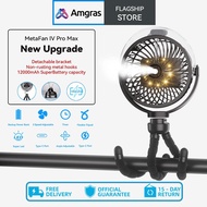 Amgras Stroller Baby Portable Mini Fan Rechargeable 9 Leds/Ultra Quiet/Flexible Tripod/55 Hours (600