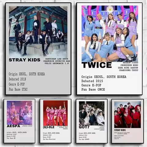 Hot Kpop Poster Music Album Details Cover Posters Aesthetics Twice Stray Kids Band Rapper Canvas Pai