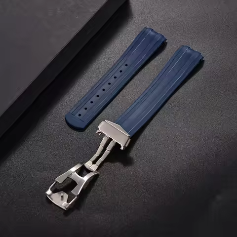 JWNSPA FKM Rubber Watch Strap Folding Buckle For Omega Seamaster 20mm Fashion Watch Band