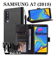 LEATHER CASE FLIP UNTUK SAMSUNG A7(2018)-FLIP  WALLET CASE KULIT SAMSUNG A7(2018)- CASING DOMPET-FLIP COVER LEATHER-SARUNG BUKU HP