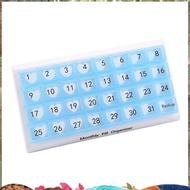 Monthly Pill Organizer 31 Compartments, 1 Per Day, 4 Week Full Month 31 Day Pill Organizer,Blue