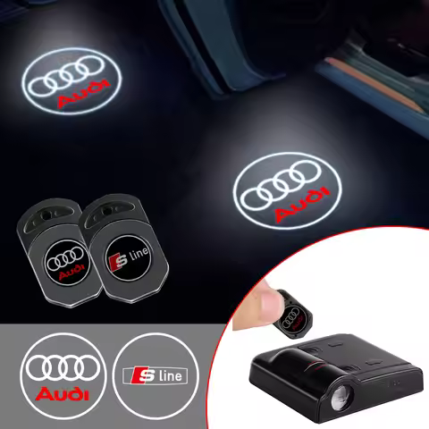 2PCS Car Door HD Wireless Welcome Lights For Audi A4 B7 A6 C7 B9 B6 A5 B8 C6 4F A5 A3 A1 Sline 8P A7