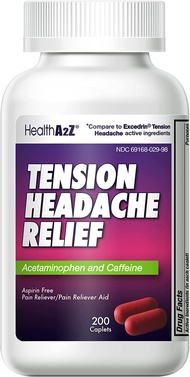 Tension Headache Relief | Acetaminophen 500mg | Caffeine 65mg | Pain Reliever Aid | Aspirin Free (20