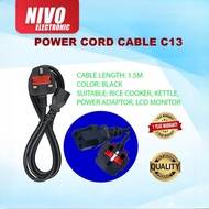 3 x 0.75mm POWER CORD CABLE UK HEAD TO C13 PC/ DESKTOP/ MONITOR/ COMPUTER POWER CABLE WITH FUSE 1.5A