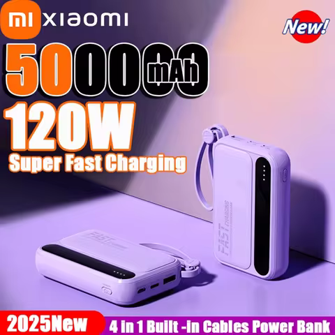 Xiaomi 500000mAh Large Capacity Power Bank Portable Fast Charging power bank with built-in 4 Cables 