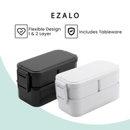 Ezalo Decker PP Plastic Compartment Lunch Box With Tableware Two Layers Compartment Bento Lunch Box
