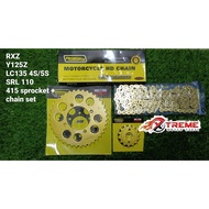 (415) RXZ Y125 Y125Z LC135 4S 5S SRL110/Z/ZR SUBAKI SBK/PROMORIN/SUPRIMO RACING CHAIN GOLD SPROCKET 