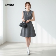 Lovito Women's Grey Casual Dress with Cut Out Design for Spring and Summer LK2AD258