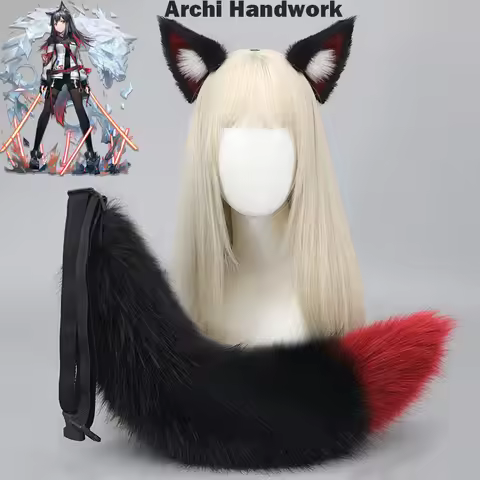 Archi Handwork Game Arknights Texas Plush Headband Tail Furry Animal Wolf Fursuit Cosplay