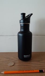 Klean Kanteen Black 532ml stainless sports water bottle (hiking running biking camping)