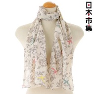 日本 山本仁商店 Toiro 京都染藝 花鳥唐草 多用途防曬披肩 米色 日本製 UV加工 純棉紗巾圍巾【市集世界 - 日本市集】