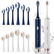 Blue & white Electric Toothbrush for Adults, 2 pack electric toothbrush,USB Rechargeable Sonic Tooth