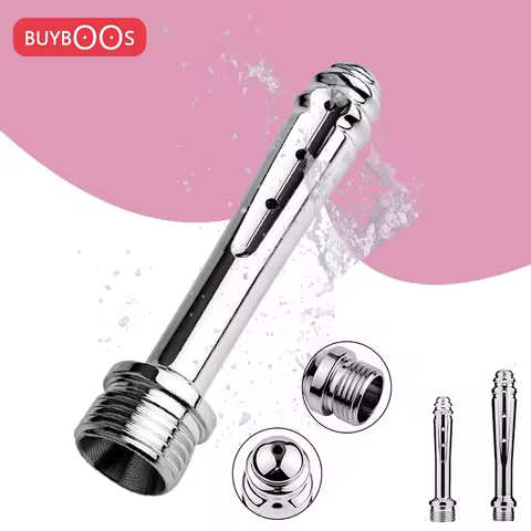 BUYBOOS Shower Enema 7 Holes Side Opening Stainless Steel Anal Shower Douche Butt Cleaning Enemator 