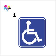 OKU sign sticker disabled person symbol Orang Kurang Upaya parking bus blue red yellow biru merah ku