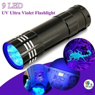 HOT New Mini Portable 9LED UV Flashlight / Ultraviolet Purple AAA Battery  UV LED Lamp Flashlight / 