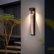 Multi-functiona Artistic Design Square Metal Outdoor Wall Lights with Natural Stone Combination IP54