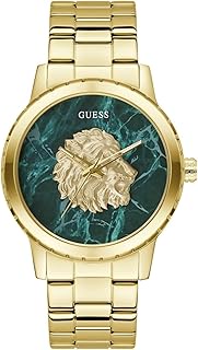 Mens Monarch Gold Stainless Steel Bracelet Mineral Glass Green Dial 3 Bar Watch Case Diameter 44mm G