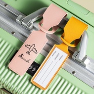 Free Custom PU Leather Luggage Tag Creative Baggage Suitcase Identifier ID  Portable Label Travel Ac
